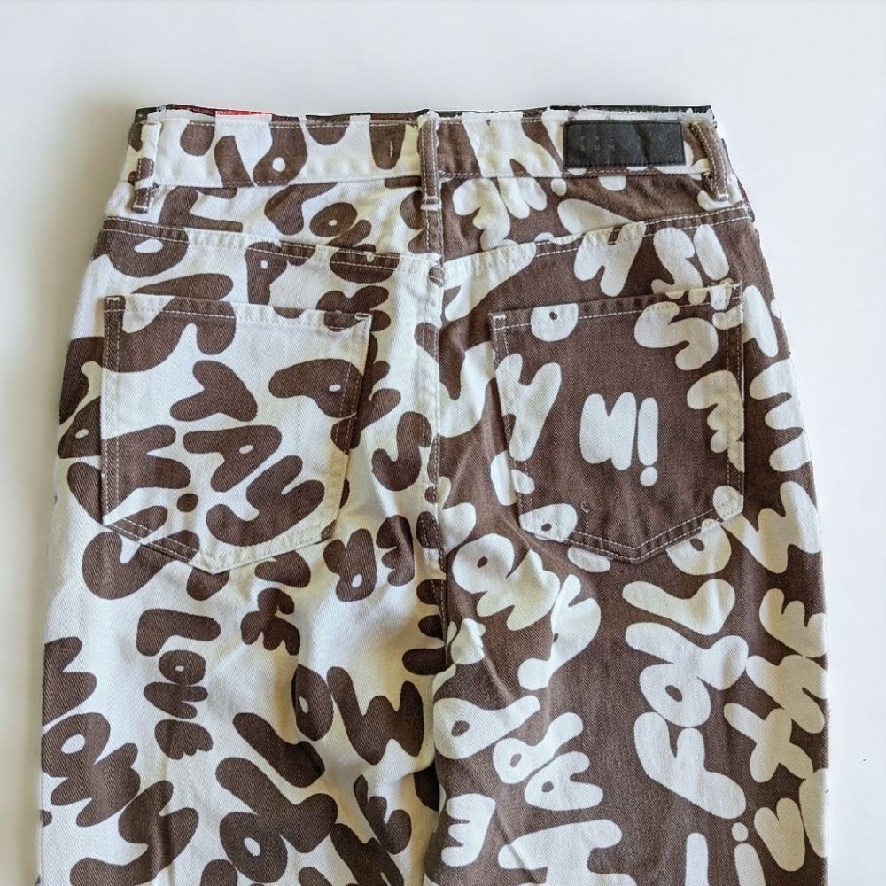 PacSun Women’s Dad Jeans High Rise Straight Two Tone Peace Print Skater 28 - Picture 9 of 15